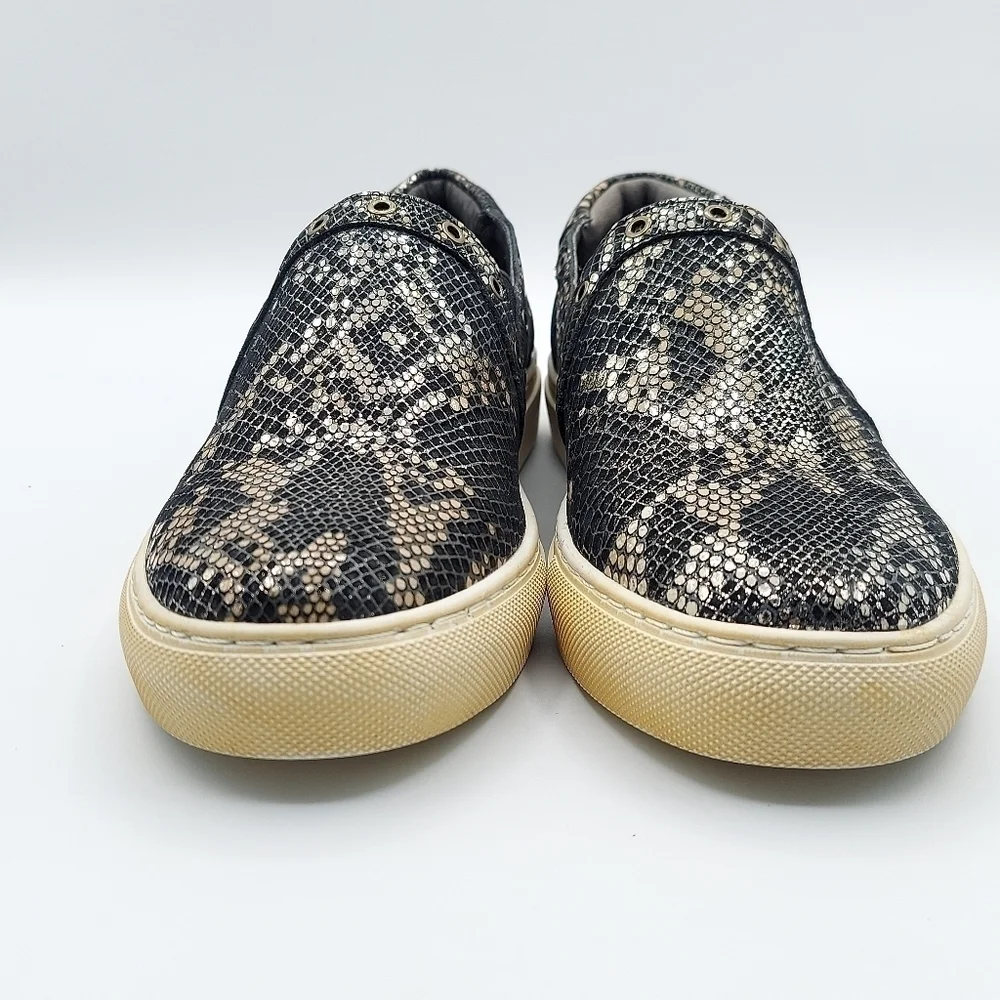 MOVE Chocolat Blu Neve Black Gold Snake Print Leather Slip-On Sneaker Size 6/36